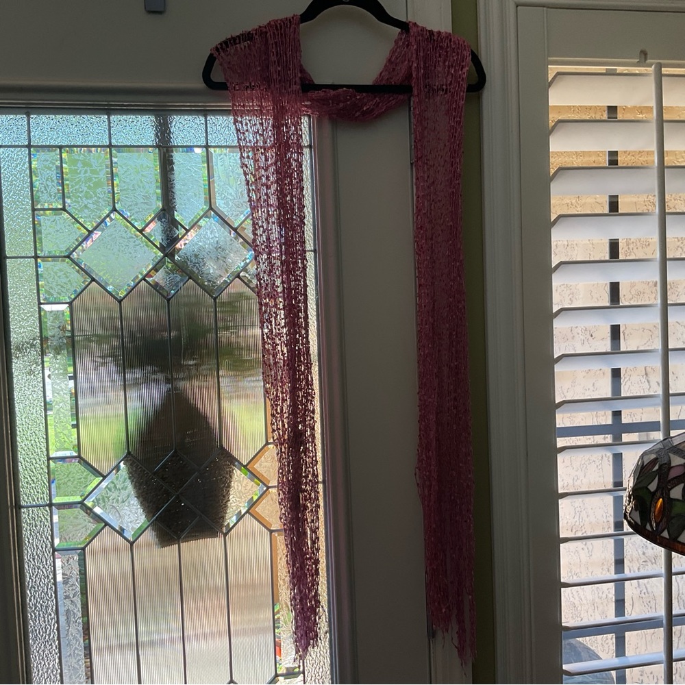 Nwt Open Weave/ Crocheted Pink Raspberry Scarf - image 2